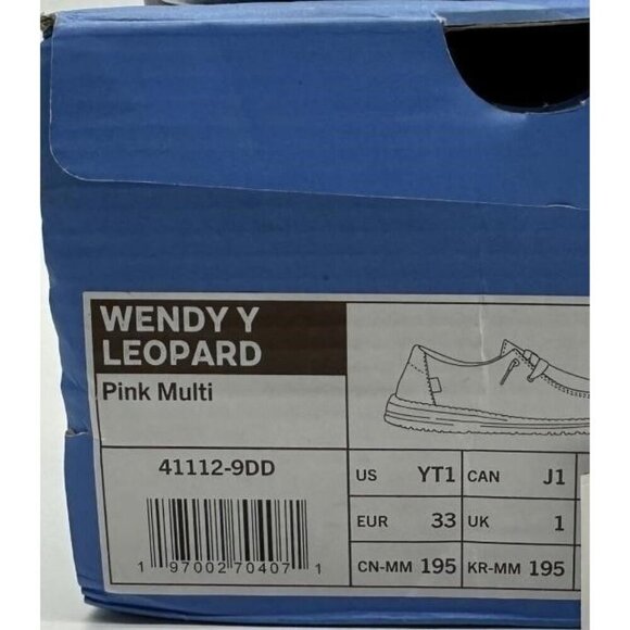 HEY DUDE WENDY Y Multicolor Leopard Casual Slip On Shoes YT1 big kids size 1 - Picture 3 of 3